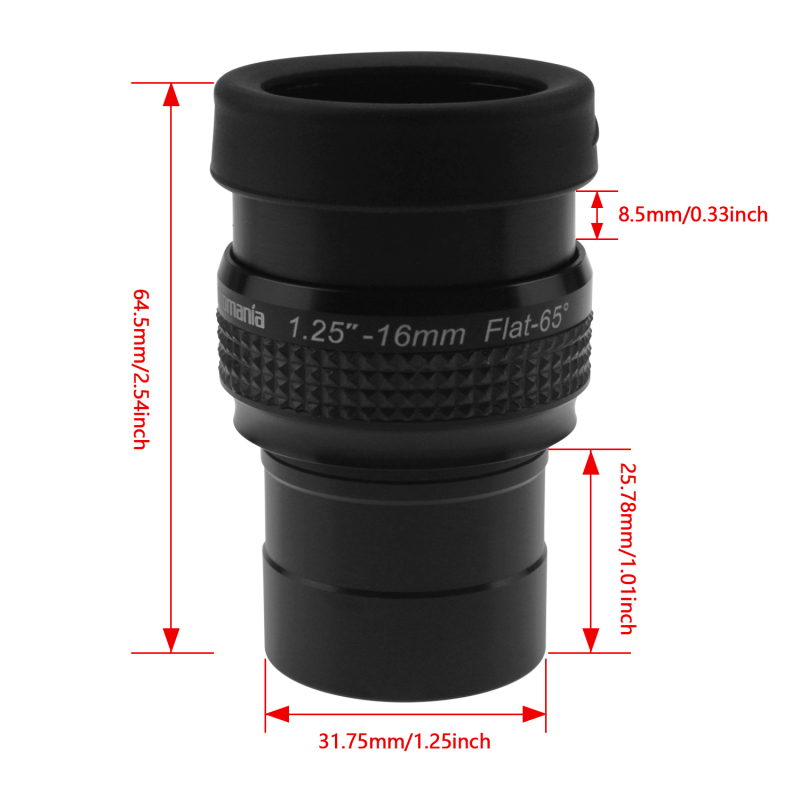 Astromania 1.25&quot; 16mm Premium Flat Field Eyepiece - a flat image field and crystal-clear images