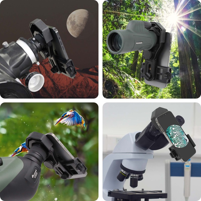 Astromania Smartphone Photography Adapter for Telescope – Digiscoping Smartphone Adapter – Capture Photos and Video Through Your Telescope or Spotting