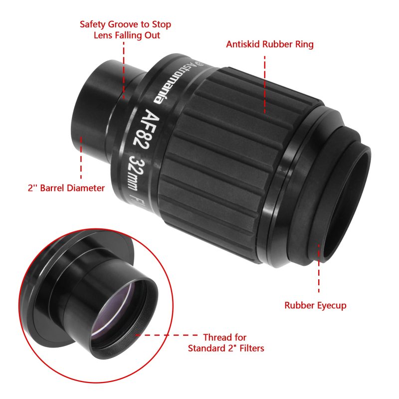 Astromania 2&quot;-82 Degree SWA-32mm compact eyepiece, Waterproof &amp; Fogproof - allows any water enter the interior and enjoy an unobstructed view