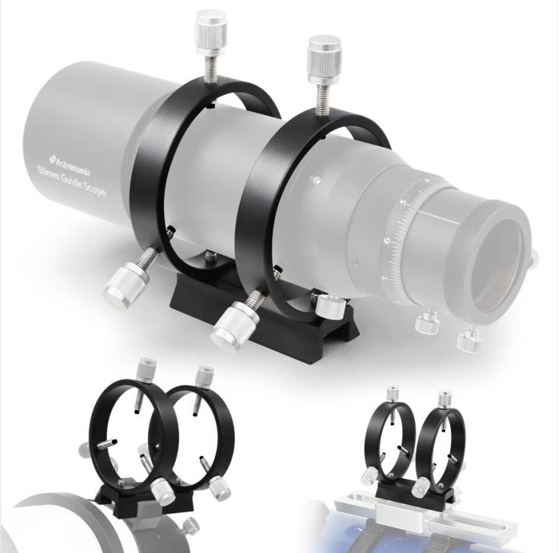 Astromania Adjustable Guiding Scope Ring Set with Plate - 69 mm inside diameter (pair) - for telescope tube diameter or finders 43 to 68mm