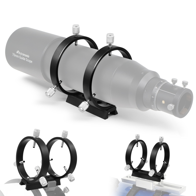 Astromania Adjustable Guiding Scope Ring Set with Plate - 90 mm inside diameter (pair) - for telescope tube diameter or finders 63 to 89mm