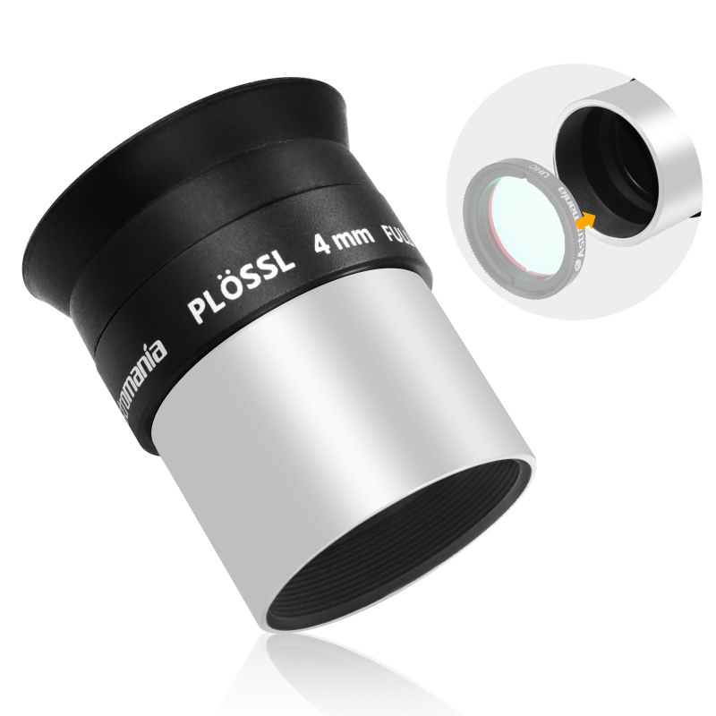 Astromania 1.25&quot; 4mm Plossl Telescope Eyepiece - 4-element Plossl Design - Threaded for Standard 1.25inch Astronomy Filters