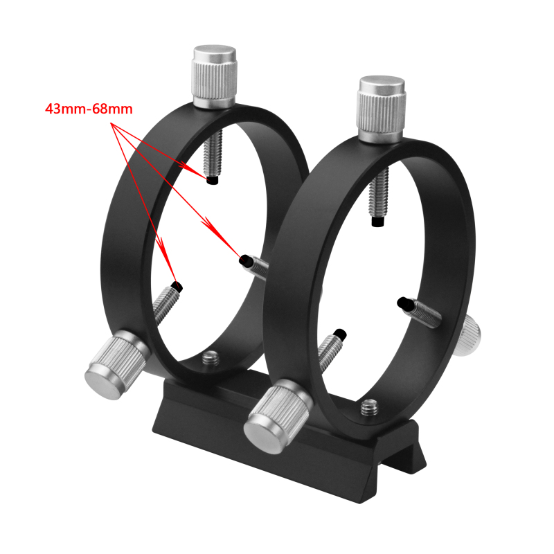 Astromania Adjustable Guiding Scope Ring Set with Plate - 69 mm inside diameter (pair) - for telescope tube diameter or finders 43 to 68mm