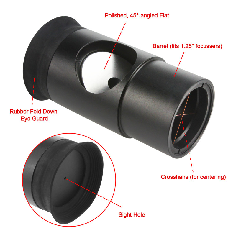 Astromania 1.25Inch Metal Collimating Cheshire Eyepiece without Laser for Newtonian Reflector Telescope - Short Version