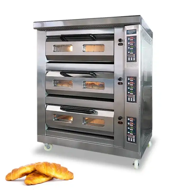 Commercial 3 Deck 6Tray Multifuel Pizza Oven Gas Deck Oven Bakery Oven Prices For Sale