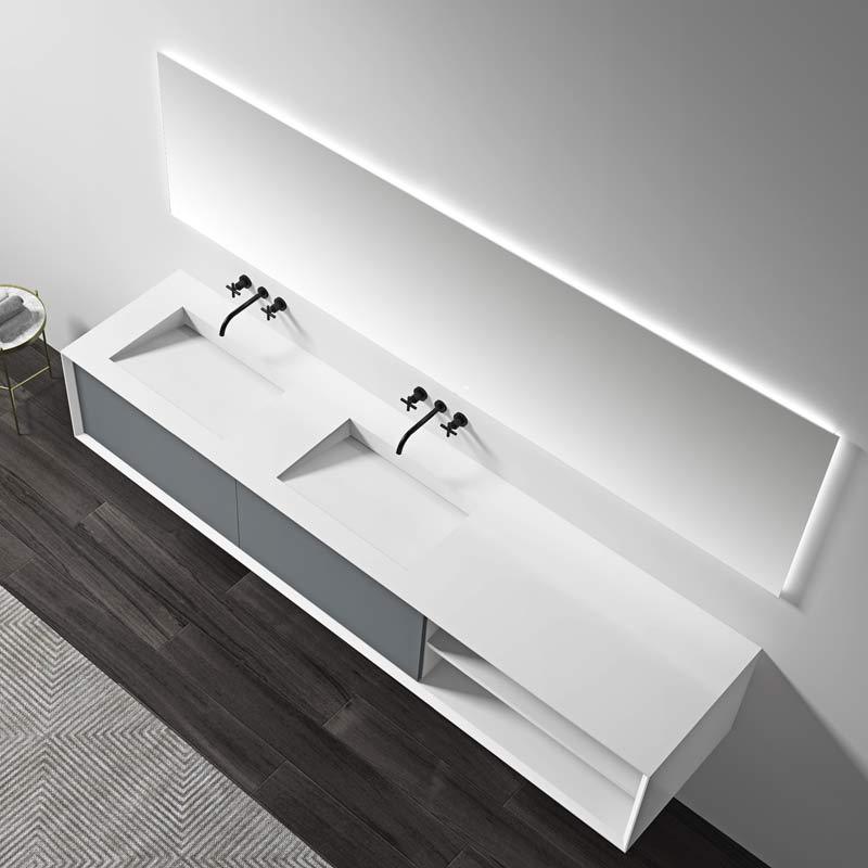 Hochwertiger, einzigartiger Design-Doppelwaschtisch im Großhandel, schwimmender Badezimmer-Waschtischschrank TW-2518