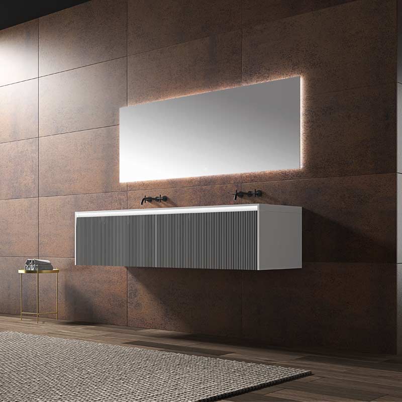 Hochwertiger, einzigartiger Design-Doppelwaschtisch im Großhandel mit schwimmendem Badezimmer-Waschtischschrank WBL-0012
