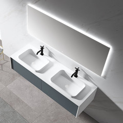 Hot Style Wholesale Double Counter Top Sinks Floating Bathroom Vanity Cabinet WBL-0712