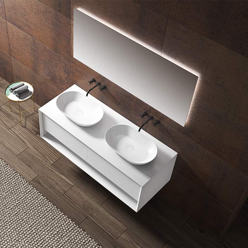 Wholesale Fashion Double Under Counter Sinks Floating Bathroom Vanity Cabinet TW-2210