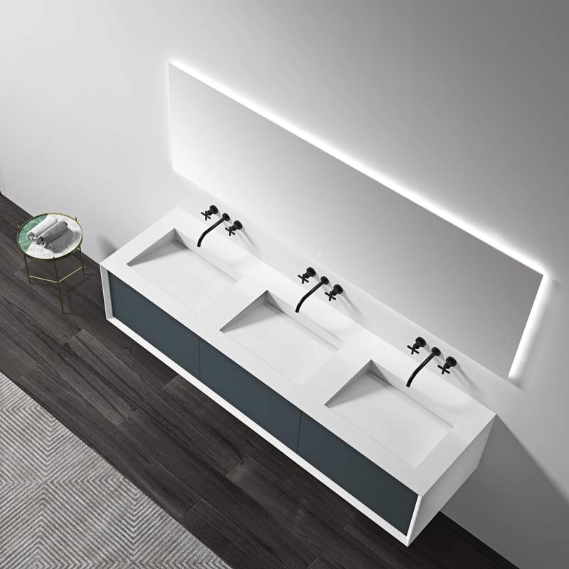 Heißer Stil Großhandel Drei Unterbauwaschbecken Schwimmender Badezimmer-Waschtischschrank TW-2512