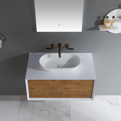 China Wholesale Factory Single Counter Top Sink Wall Mounted Hanging Bathroom Vanity Cabinet TW-2201