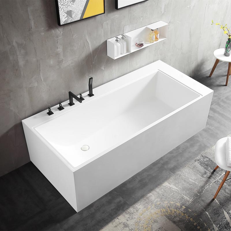Factory Supply Quality Assurance Rectangle Back To Wall Freestanding Stone Resin Bathtub XA-8855
