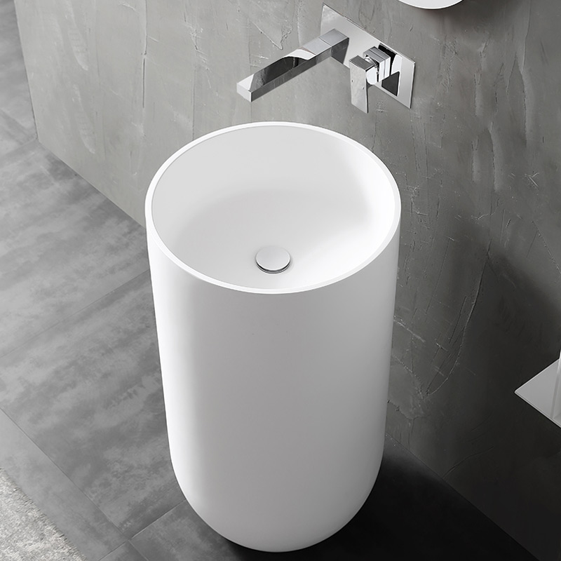 Round Modern Design White Freestanding Pedestal Bathroom Wash Basin Sink XA-Z22