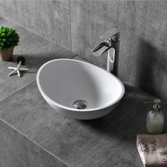 Quality Wholesale Unique Design Oval Above Counter Top Resin Stone Wash Basin XA-A29