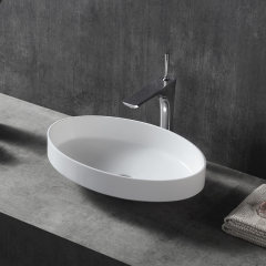 Beliebtes Großhandels-Designer-Badezimmerbecken aus ovalem Kunststein über der Arbeitsplatte XA-A08