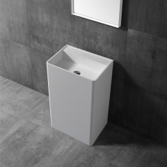 Quality Wholesale Unique Design Rectangle Freestanding Stone Resin Pedestal Bathroom Wash Basin XA-Z26
