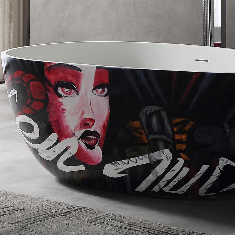 Factory Supply Quality Assurance Oval Art Colorful Freestanding Artificial Stone Bathtub XA-8806H