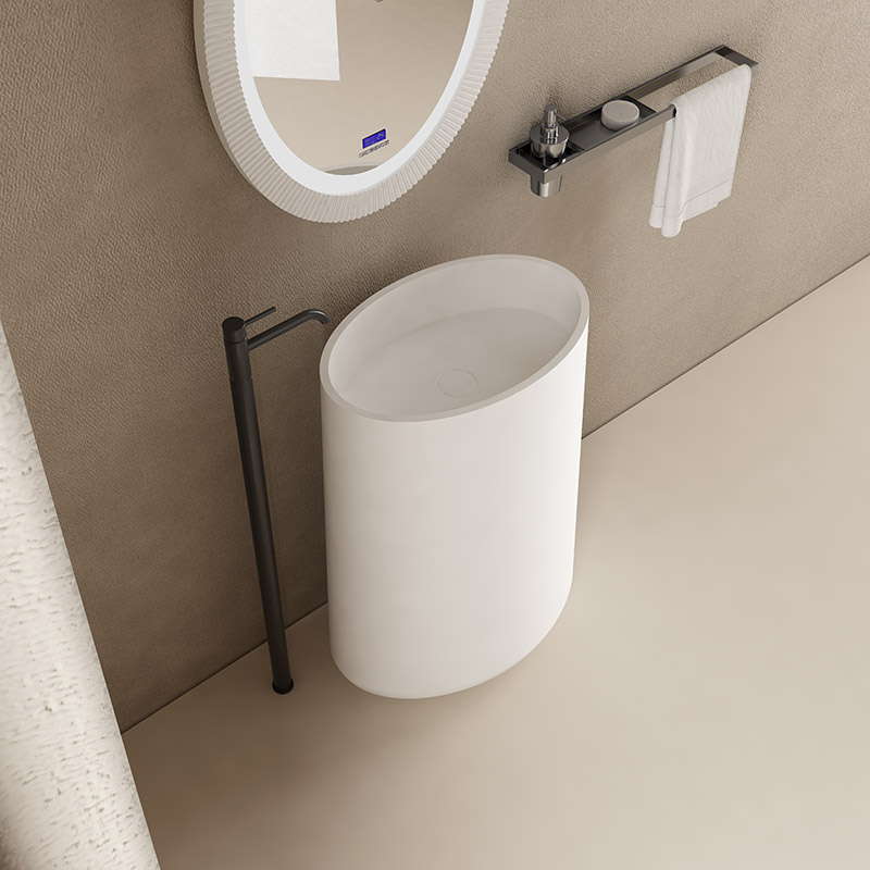 Oval Freestanding Pedestal Sink Bathroom Wash Basin TW-8693Z