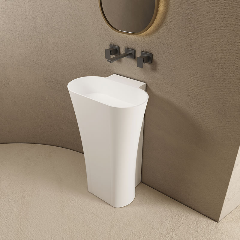 Oval Freestanding Pedestal Sink Bathroom Wash Basin TW-8620Z