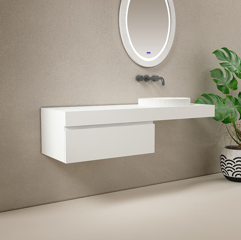 Wall-Mount Hung Artificial Stone Solid Surface Wash Basin Single Bathroom Sink TW-G8687Y