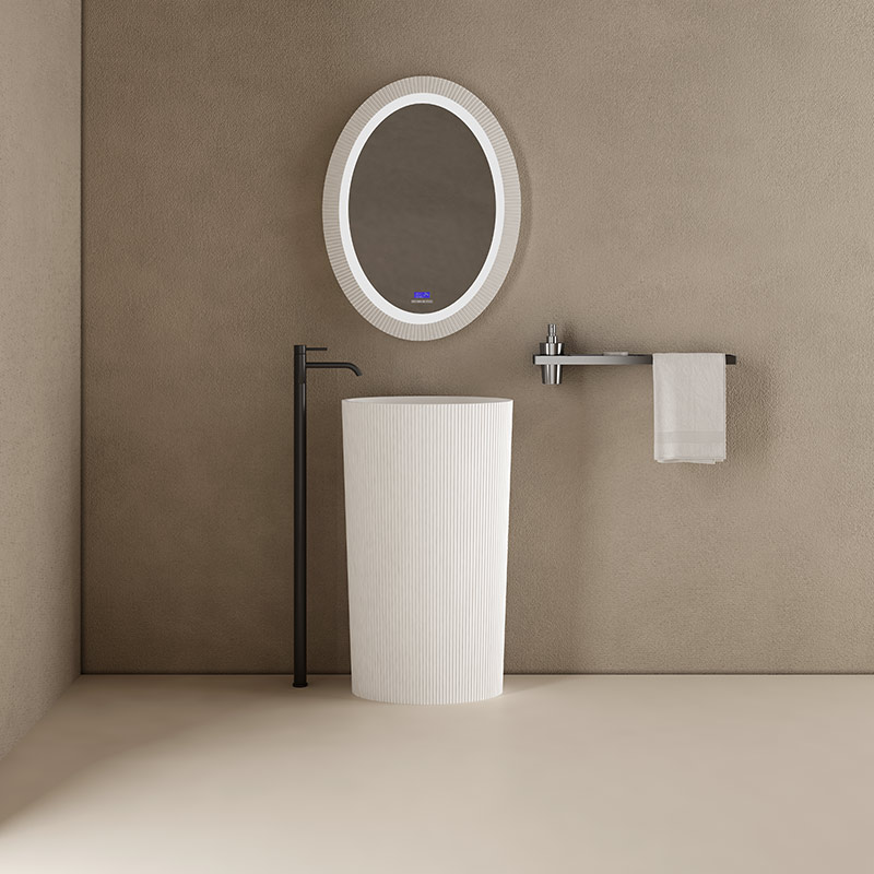 Oval Freestanding Pedestal Sink Bathroom Wash Basin TW-8687Z