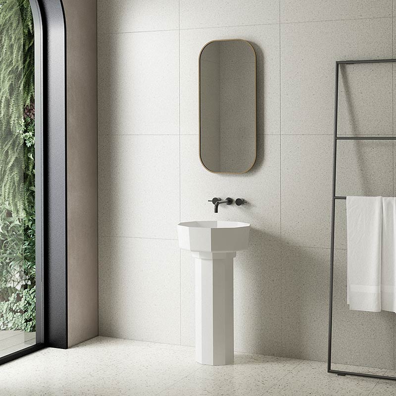 Popular Wholesale Designer Polygon Freestanding Pedestal Sink Bathroom Wash Basin TW-Z369