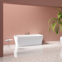 Wholesale Price Back To Wall Freestanding Artificial Stone Bathtub TW-8608