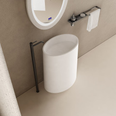 Großhandelspreis Ovales freistehendes Badezimmerwaschbecken mit Sockel TW-8693Z