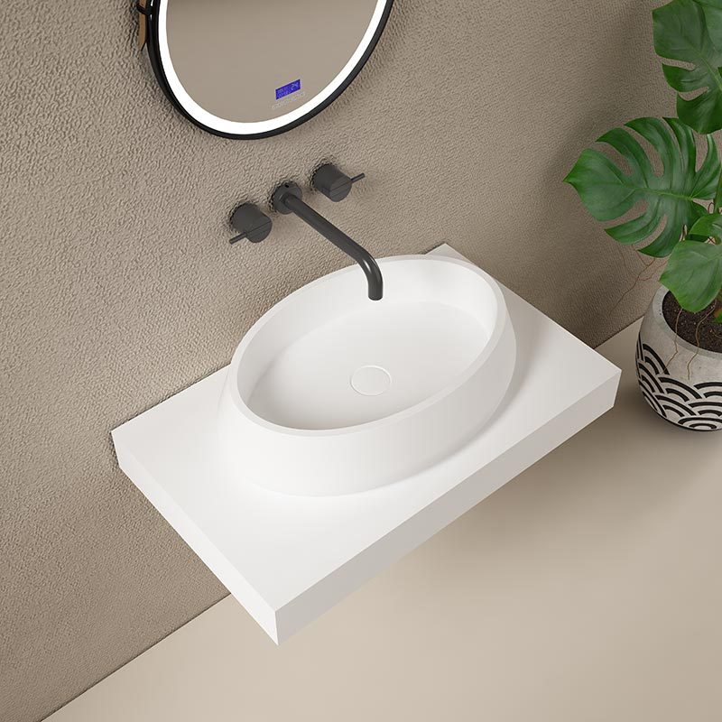 Factory Supply Quality Assurance Oval Above Counter Top Corian Wash Basin TW-8693A