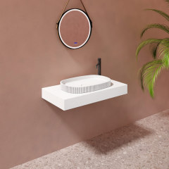China Wholesale Factory Oval Above Counter Top Corian Fluted Bathroom Sink TW-8681A