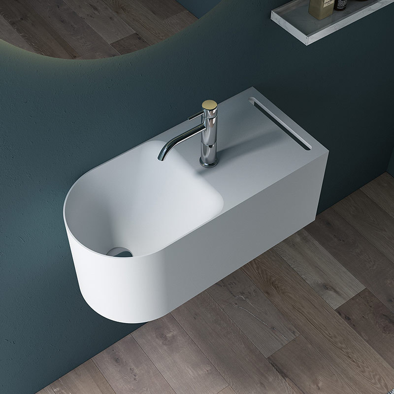 Heißes Art-Großhandelswand-hängendes künstliches Steinwaschbecken-einzelnes Badezimmer-Waschbecken TW-G901A