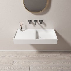 Großhandelspreis Wandmontiertes Waschbecken mit fester Oberfläche, Einzelwaschbecken TW-G801