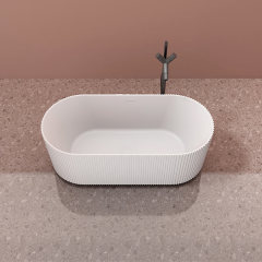 Quality Wholesale Unique Design Oval Vertical line Stripes Fluted Freestanding Solid Surface Bathtub TW-8681