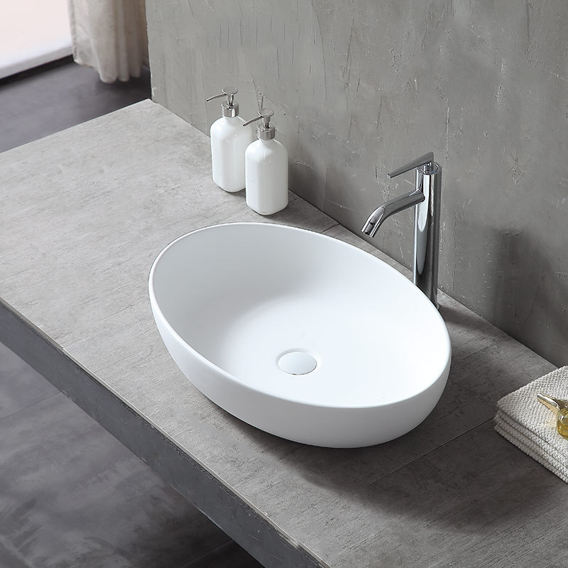Beliebtes Großhandels-Designer-Oval-Waschbecken mit fester Oberfläche auf der Arbeitsplatte TW-A101