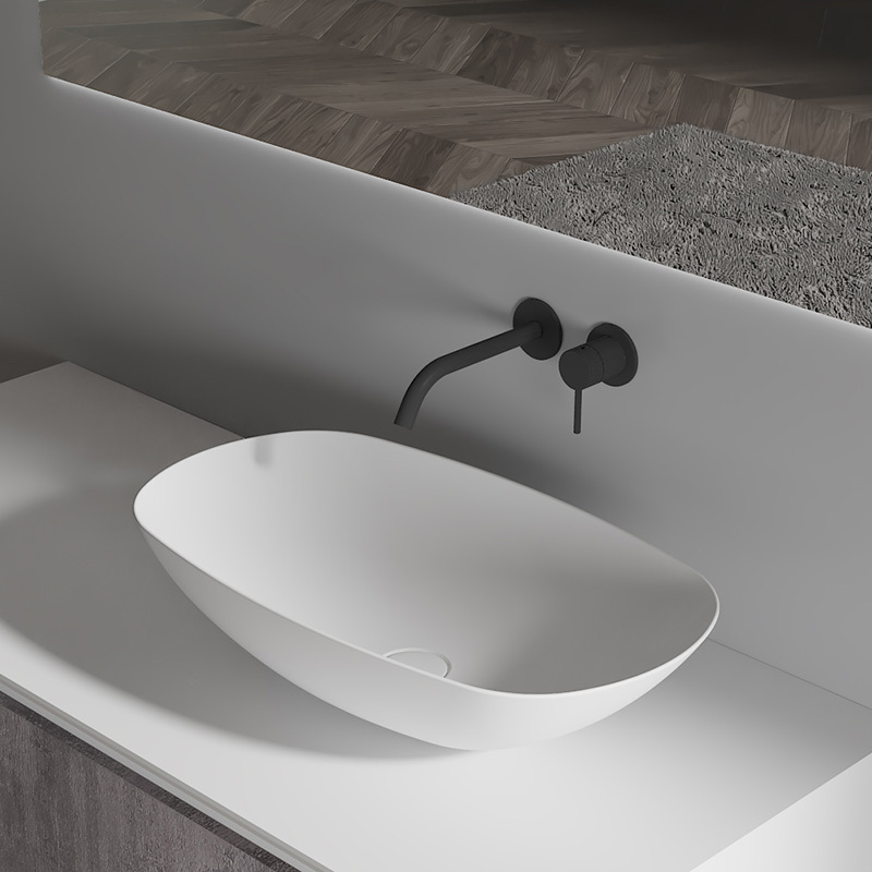 Popular Wholesale Designer Oval Above Counter Artificial Stone Wash Basin TW-A108