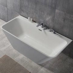 Quality Wholesale Unique Design Rectangle Back To Wall Freestanding Stone Resin Bathtub XA-8836