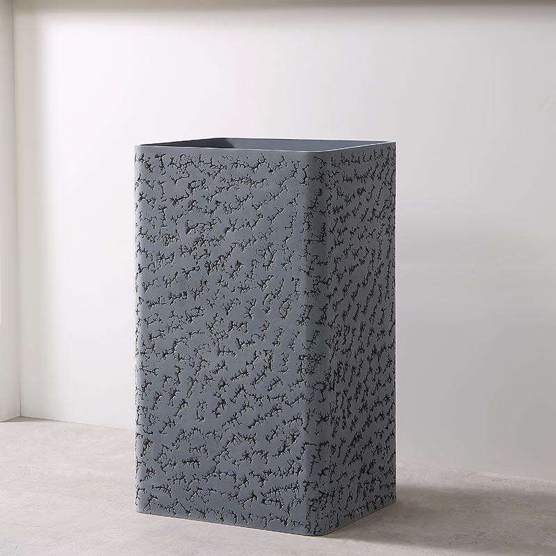 Wholesale Price Rectangle Textured Stone Freestanding Pedestal Wash Basin XA-Z09G