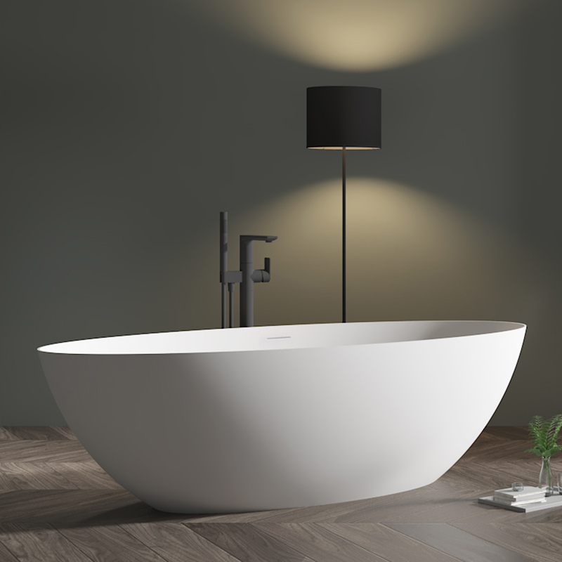 Supplier Egg-shaped Freestanding Artificial Stone Bathtub XA-8863