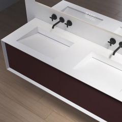 Popular Wholesale Designer Double Under Counter Sink Floating Bathroom Vanity Cabinet TW-2508