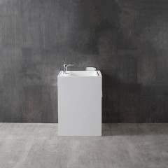 Supplier Rectangle Freestanding Stone Resin Pedestal Bathroom Wash Basin XA-Z18
