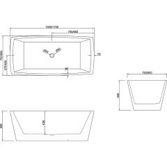 Exporteur Rechteckige freistehende Acrylbadewanne XA-162