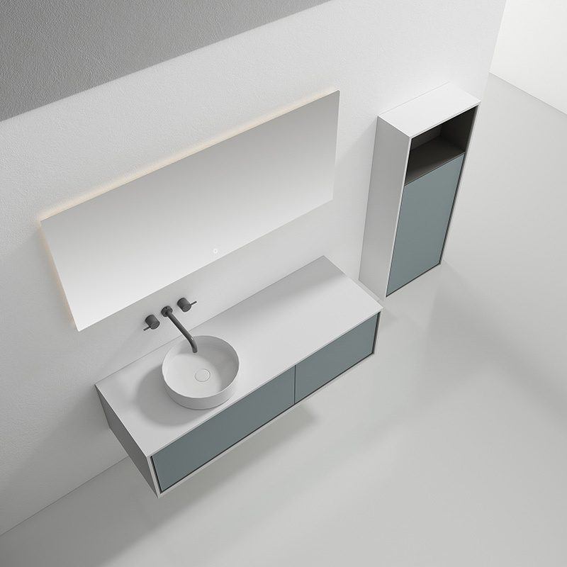 Beliebter Designer-Badezimmerschrank mit Einzelaufsatzwaschbecken und Wandmontage im Großhandel WBL-0813