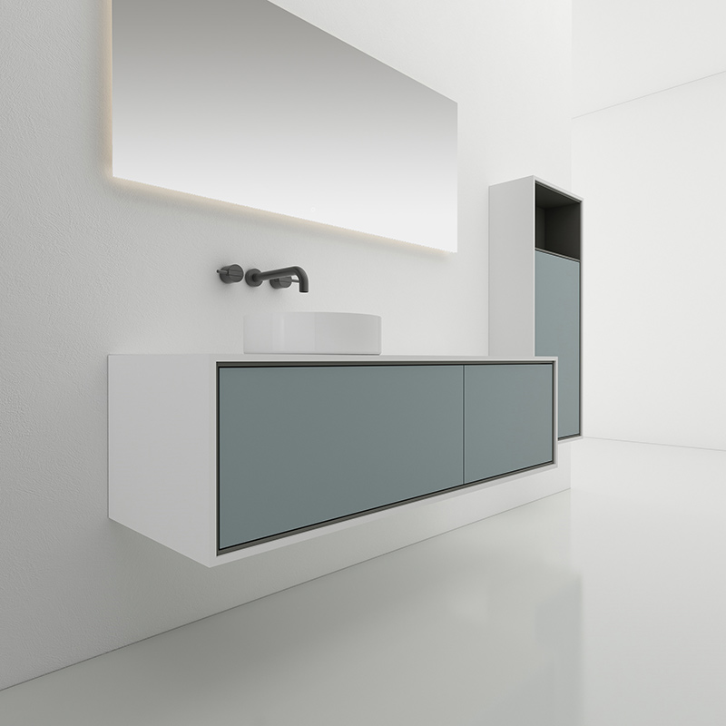 Beliebter Designer-Badezimmerschrank mit Einzelaufsatzwaschbecken und Wandmontage im Großhandel WBL-0813