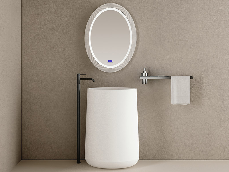 Oval Freestanding Pedestal Sink Bathroom Wash Basin TW-8693Z