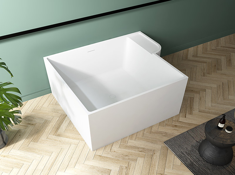 Square Back To Wall Freestanding Solid Surface Bathtub TW-8668