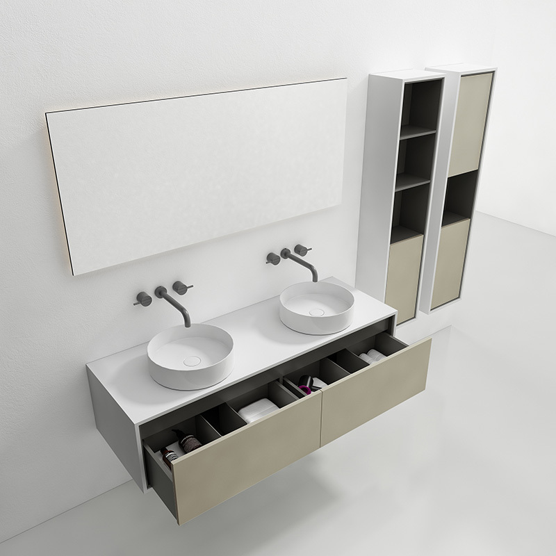Hot Style Wholesale Double Counter Top Sink Wall Mounted Bathroom Cabinet WBL-0812