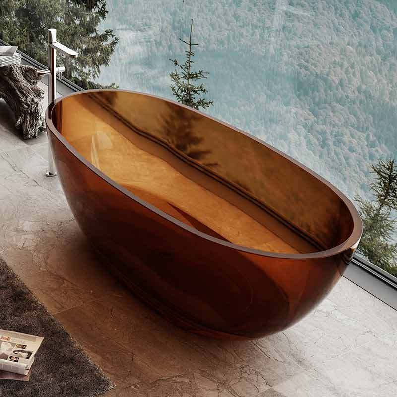 Qualität Großhandel Einzigartiges Design Freistehende Kunststein Transparente Badewanne XA-8807T