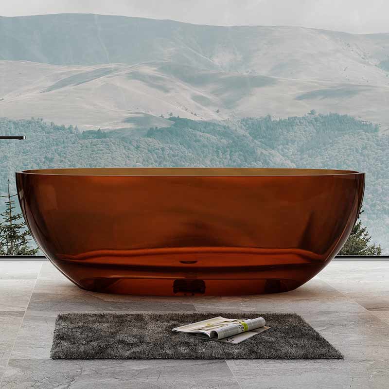 Qualität Großhandel Einzigartiges Design Freistehende Kunststein Transparente Badewanne XA-8807T