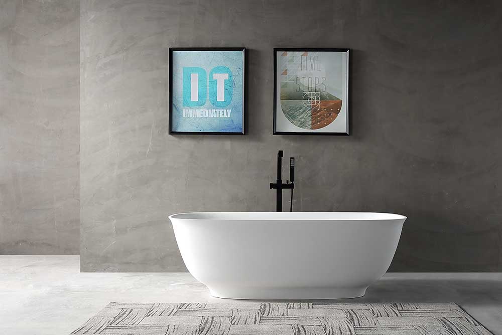 Lieferant von Mineralwerkstoff-Badewannen - T&amp;W Oval Freistehende Kunststeinbadewanne XA-8823 Display