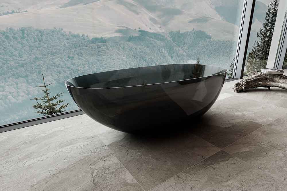 Hersteller von sauberen Harzbadewannen - T&amp;W-Werbeaktionen Schwarze freistehende Solid Surface Clear Resin Badewanne XA-8866T Display